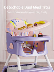Kinder Eetstoel - Baby Eetstoel Met Verstelbare Hoogte - Kinder Eetstoel Met Stevig Metaal Frame - Unisex - Grijs