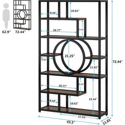 Boekenkast – Boekenkast Industriële Stijl – Opbergkast – Woonkamerkast – MDF En Staal - 110 x 30 x 184 cm - Zwart