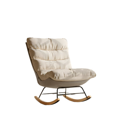 Schommelstoel – Relaxstoel – Leesstoel – Zitstoel – Ruststoel – Ergonomische Rugleuning – Antislip Padden - 83 x 72 x 93 cm - Witte Rijst