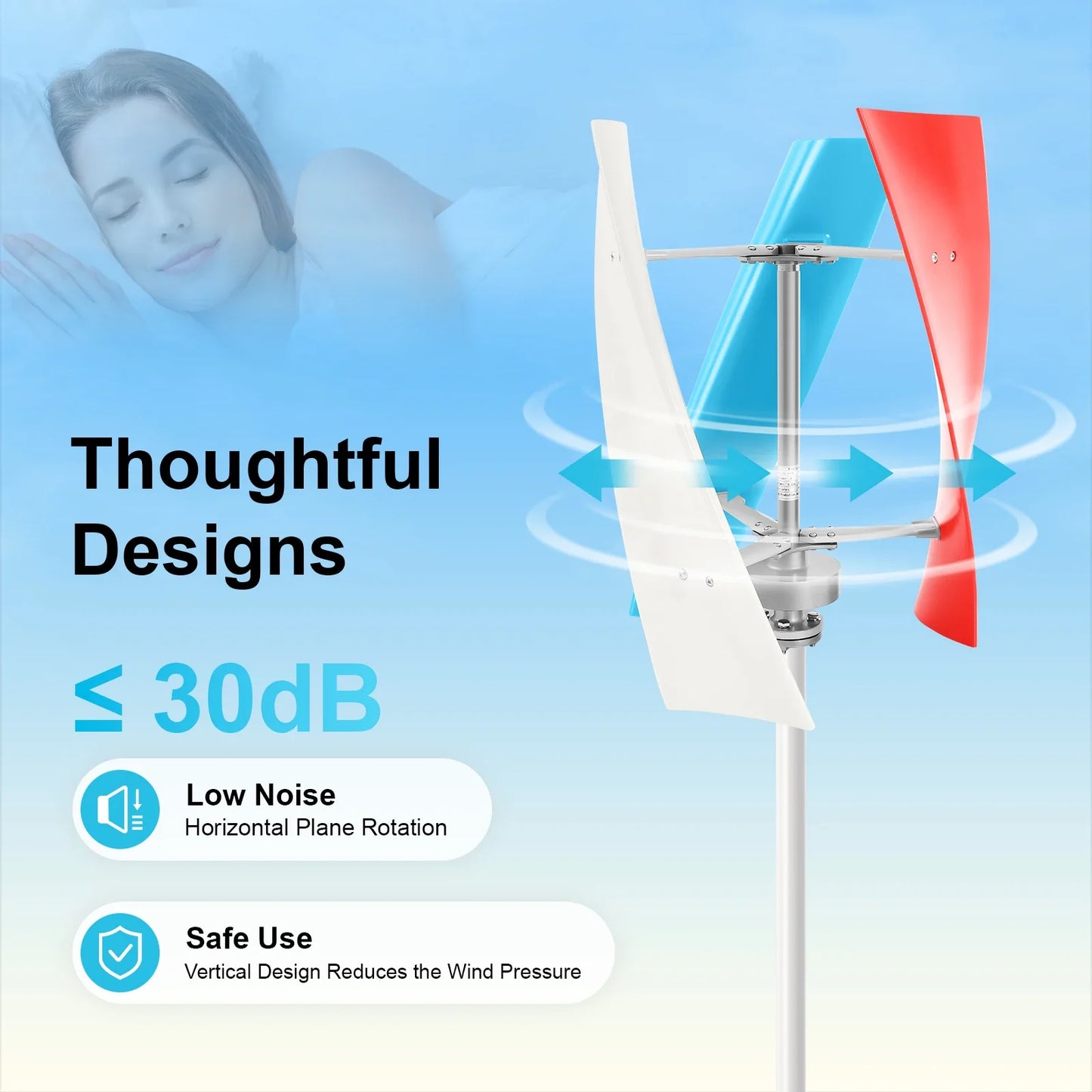 Windturbine – Windmolen – Windgenerator – Aerogenerator – Stroomgenerator – 400W Vermogen – Weerbestendig IP67