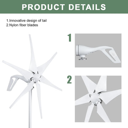 Windturbine - Windmolen - Windturbine Generator - Windenergie - 1000W - 12V - met Hybride Controller - Stille en Efficiënte Energieoplossing voor Thuisgebruik en Off Grid Systemen