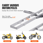 Motorfietsdrager - Fietsdrager - Trekhaak - Inklapbaar - Voor 2 Fietsen - Max 600 LBS - Aluminium Laadklep - Scooter Dirt Bike Trailer Hauler voor Auto Truck - met 2” Receiver - Zwart