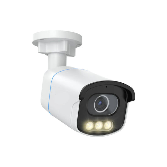 Security Camera - Outdoor Camera with Night Vision - Camera Surveillance - 5MP 3K - PoE - IP Camera - AI People - Vehicle Detection - Built-in Microphone - 4500K Warm Light - Waterproof IP66 - 330x330x83mm