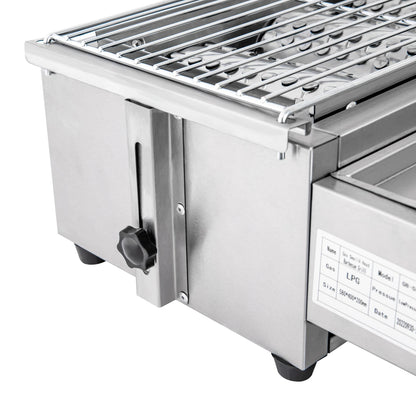 Gasbarbecue - BBQ-grill - Rookloze Barbecue - met 4 Individuele Branders - Hoogte Verstelbaar - Hoogwaardig materiaal - Snelle verwarming - Groot kookoppervlak - Eenvoudig schoon te maken - RVS - 58 x 40 x 20 cm -Zilver