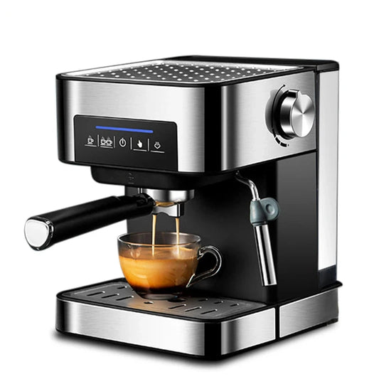 Espressomachine - 2-in-1 - 1.6L - 20Bar - Machines À Cafe Italiaanse Espresso - Koffiezetapparaat Met Melkopschuimer Wand - Mousseur De Lait Voor Cappuccino - Zilver - QUORE