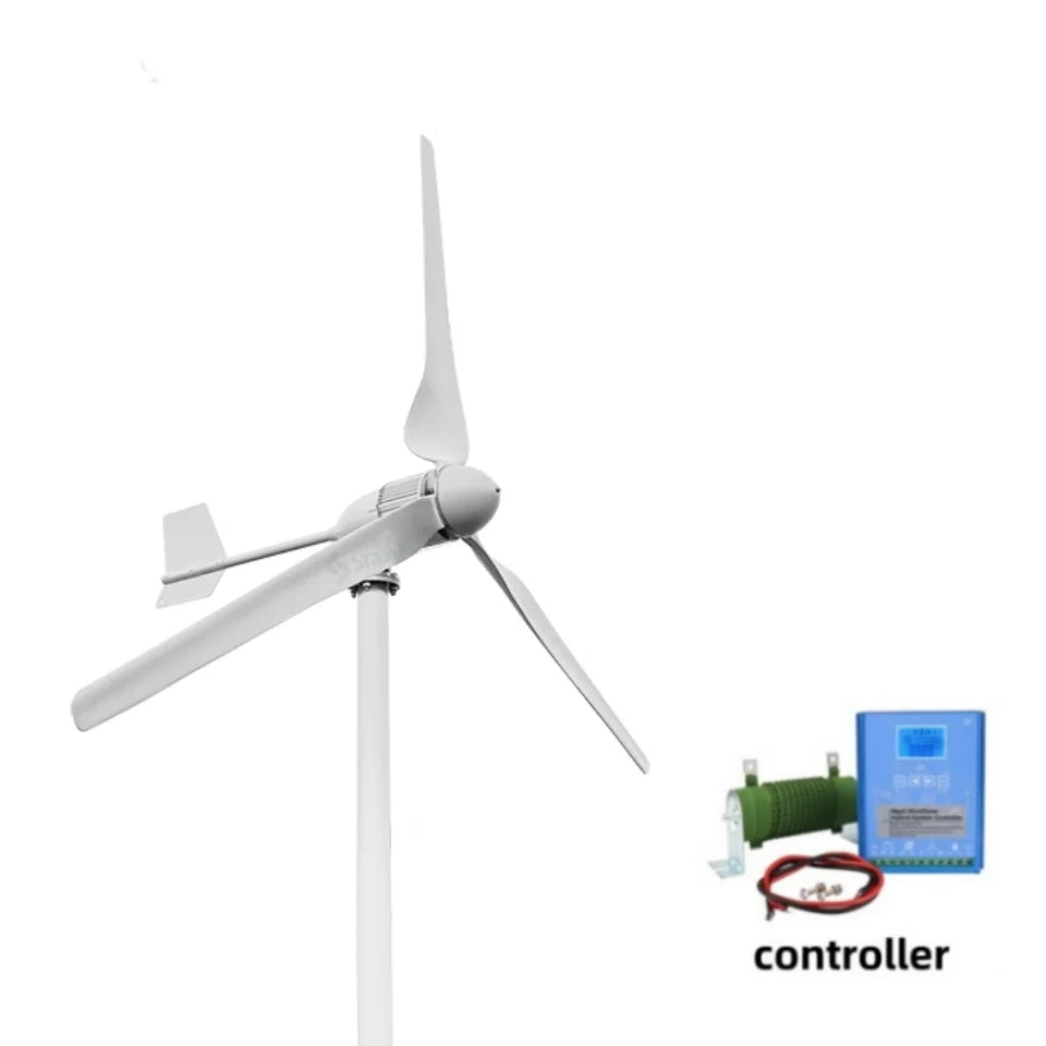 Windturbine – Windmolen – Windgenerator – Windenergie – Duurzame Energie – 5000W – Aluminium Behuizing – 96V - Met MPPT-hybrideregeling