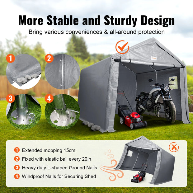 Tent - Carport Vervangende Overkapping - Garage Top Tent - Draagbare Berging - Buiten Berging - 10FTX10FT - Waterdicht - Zwaargewicht All-Season - Berging Voor Auto, Pickup Truck - Grijs