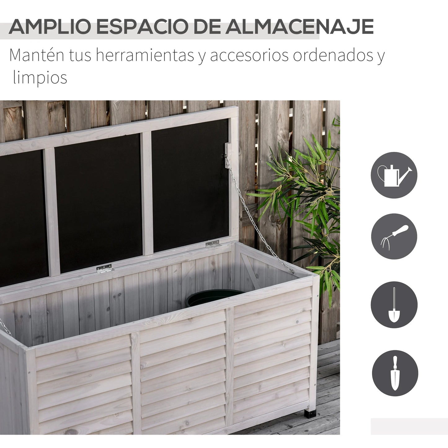 Outsunny Outdoor Storage Chest 284L Waterproof with Gray Opening Lid - QUORE