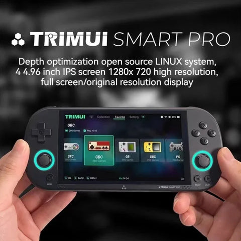 Trimui Smart Pro Handheld Game Console 4.96'' IPS Screen Linux System Joystick RGB Lighting Trimui Retro Video Game Console Gift
