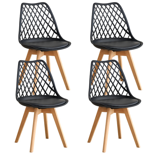 Set of 4 / 6 Modern Mesh Back Dining Chair with Solid Wood Legs and Upholstered Cushions, for Dining Room/Bedroom, Cafe Chair