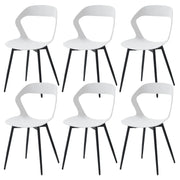 Dining Room Chairs - Chair - Dining Room Chair - Set of 6 - Coffee Chair - Modern - Backrest - Minimalist Design - Plastic Seat - Metal Legs - White
