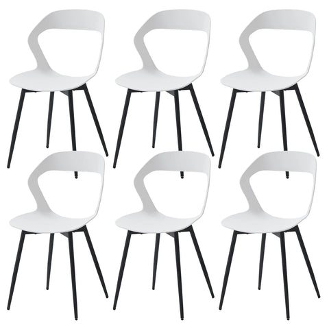 Dining Room Chairs - Chair - Dining Room Chair - Set of 6 - Coffee Chair - Modern - Backrest - Minimalist Design - Plastic Seat - Metal Legs - White