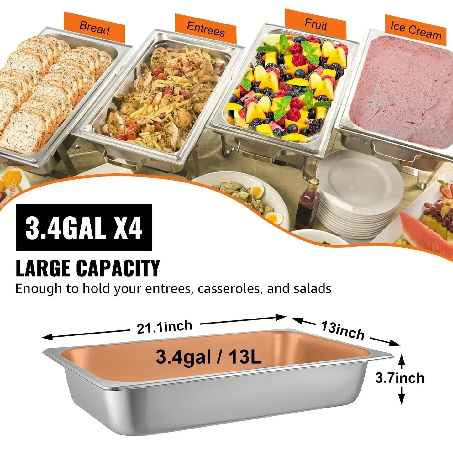 Kookgerei - Geschikt voor inductie - Roestvrij Staal - Kookgerei Kookpot - Eetbord - 13L - Voedselcontainer - Ovenschaal - Zilver