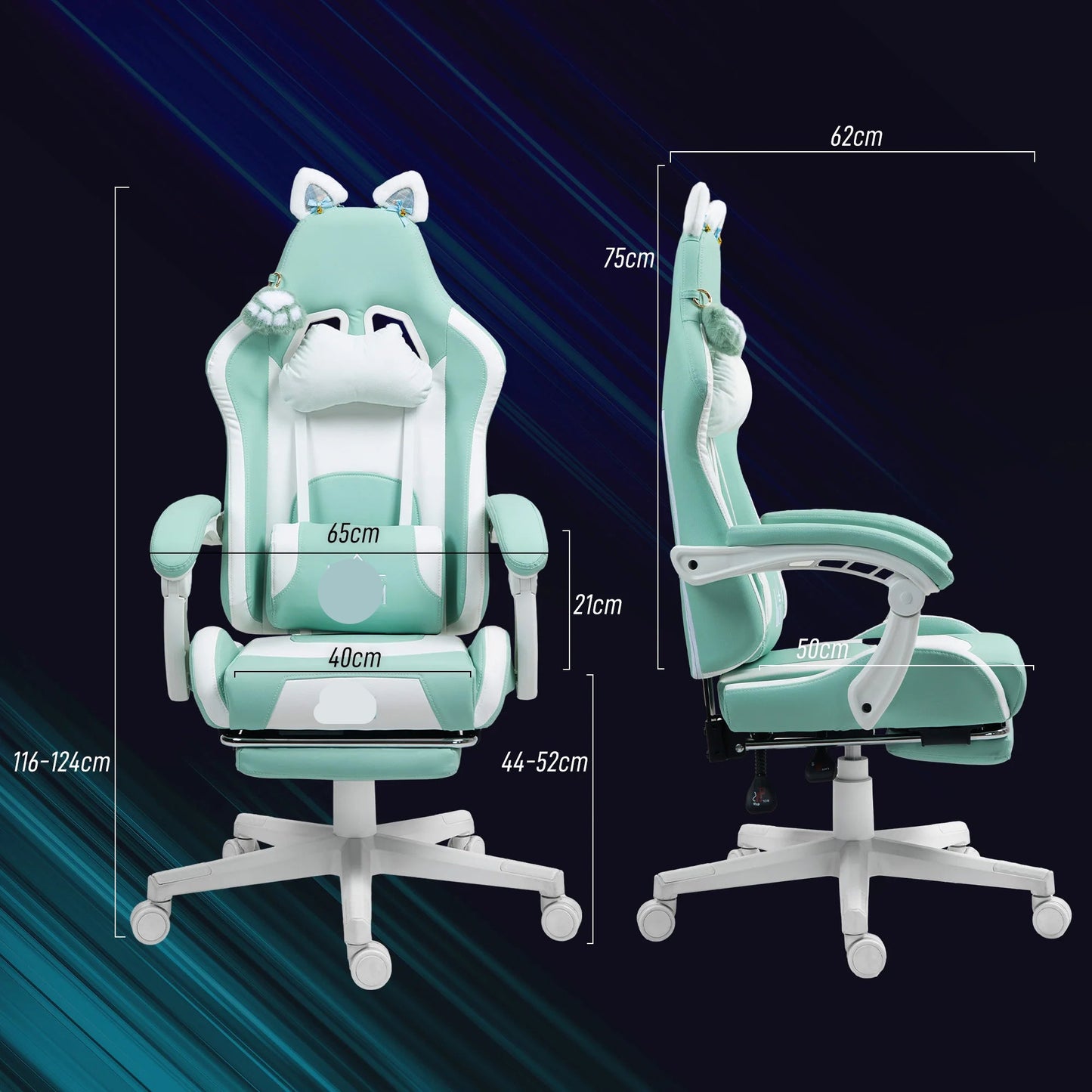 Gaming Stoel - met Voetsteun - Bureaustoel - Ergonomische - Verstelbare - 135° Kantelbaar - Duurzame materialen - Uniek Design - 120 kg Draagvermogen - Zwart - QUORE