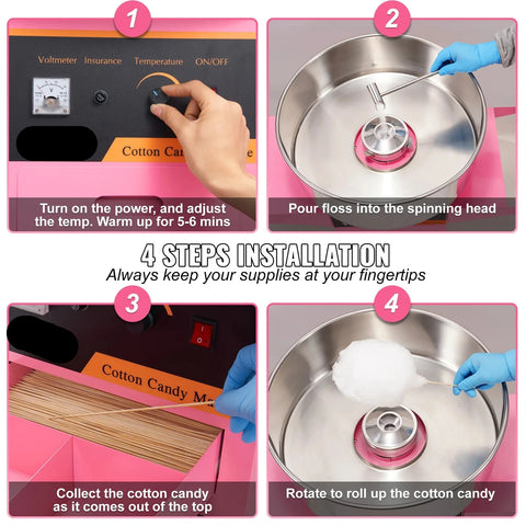 Commerciële Suikerspinmachine Retro - Professioneel - Suikerspinmakers - Met kar - Snoep - Kinderfeestje - Suikerspin Suiker - Cotton Candy - QUORE