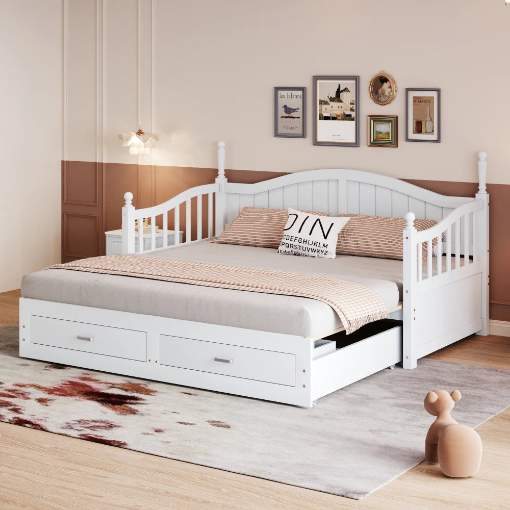 Bedbank – Slaapbank – Uitklapbed – Logeerbed – Bankbed – Massief Vurenhout – Uitschuifbaar 90x190 Naar 180x190 cm