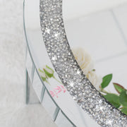 Ronde Bijzettafel - Ronde Salontafel - Tafel - Spiegeldesign - Zilveren Glazen - Luxe Afwerking - Kristallen Pootjes - Woonkamer - Slaapkamer - Zilver