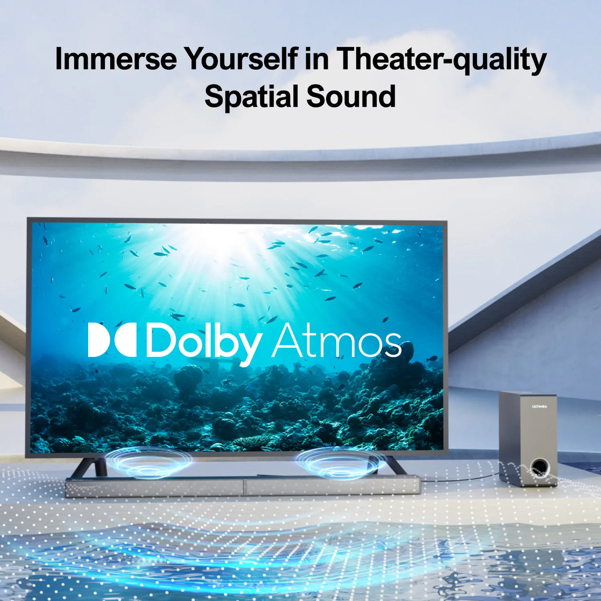 Soundbar - Soundbar for TV - Speakers - Speaker cables - Dolby AtmosSpeaker - 2 Upward-Facing Drivers - - 50Hz-20KHz - 390W - Black