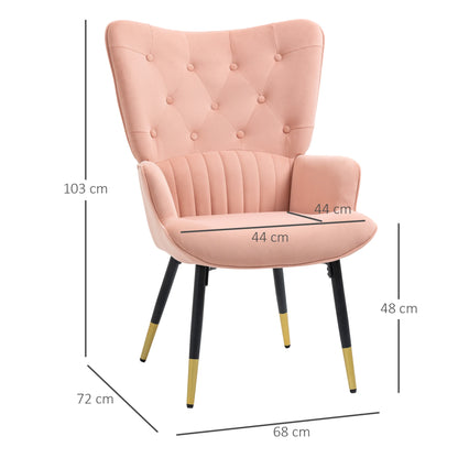 Fauteuil – Velvet Stoel – Relaxfauteuil – Leunstoel – Zachte Fluweelbekleding – Ergonomisch Zitvlak – Stalen Pootjes