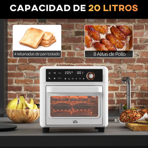 Freestanding Electric Oven with Accessories - 13L - Hot Air and Grill - 1200W - White - Multifunctional Desktop Electric Oven