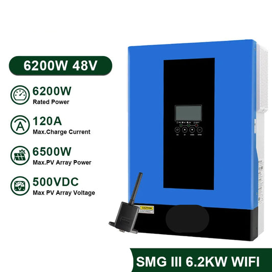 Zonnepaneel Omvormer – Zonnestroom Omvormer – Micro Omvormer – Zuivere Sinus Omvormer – Off-grid Inverter – 6.2 kW Vermogen – Wifi & MPPT Technologie