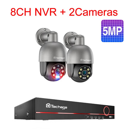 Techage 8CH 4K 5MP 8MP PTZ Security POE IP Camera System Outdoor AI Human Detection Two Way Audio Video Surveillance Camera Kit - QUORE