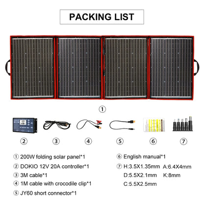 Flexibel Zonnepaneel – Opvouwbaar Zonnepaneel – Mobiel Zonnepaneel – Lichtgewicht Zonnepaneel – Hoog Rendement – Weerbestendig - 18V - 200W - QUORE