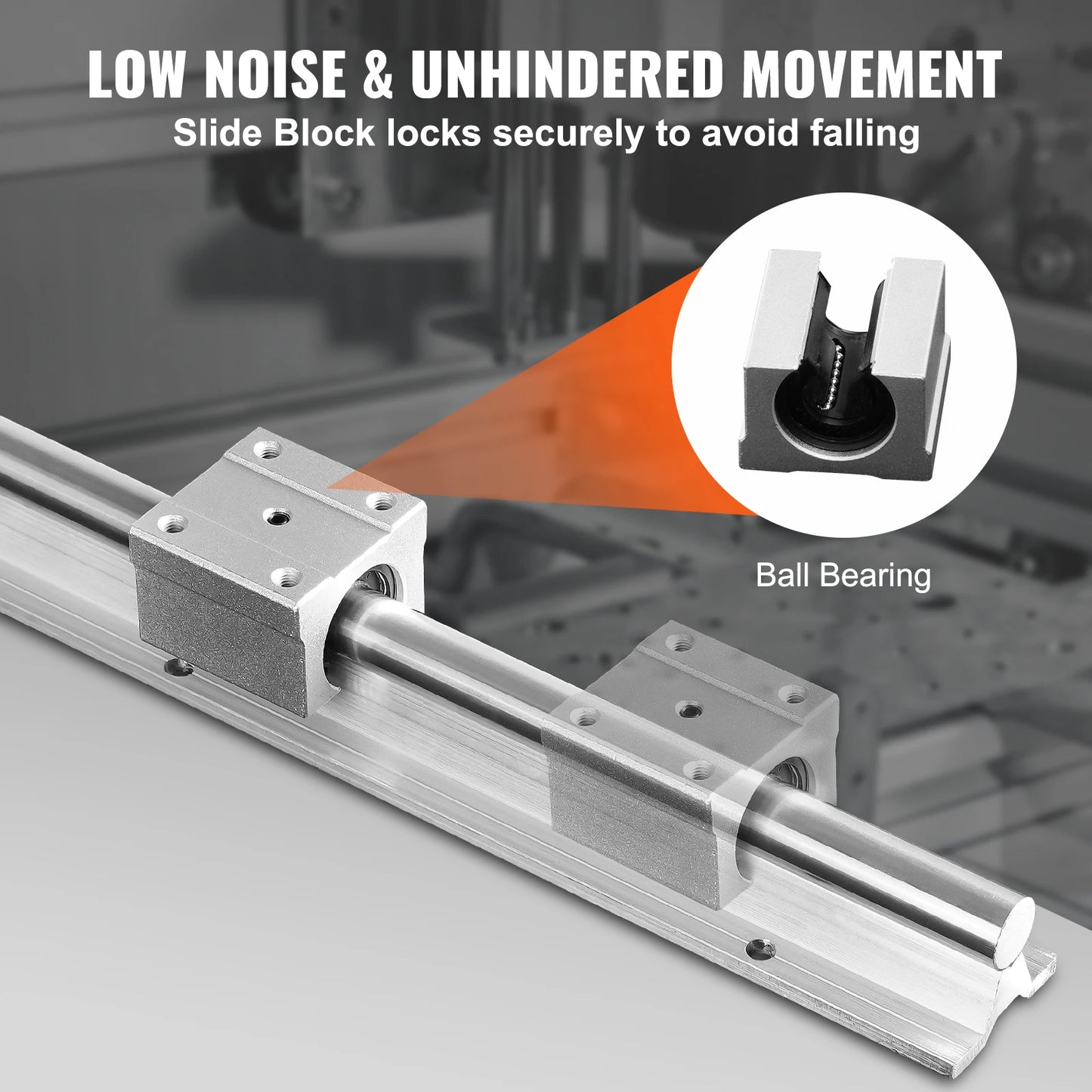 Linear Guide Rails - Smooth Motion for DIY Reels - SBR20 - Sliding Blocks for CNC Milling Machines - 20mm-1000mm - Silver