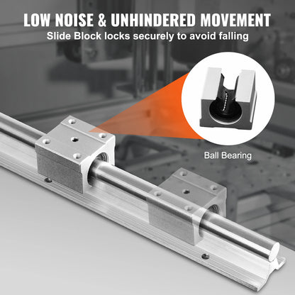 Linear Guide Rails - Smooth Motion for DIY Reels - SBR20 - Sliding Blocks for CNC Milling Machines - 20mm-1000mm - Silver