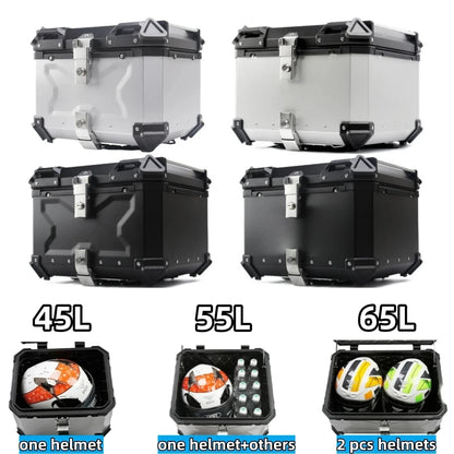 Motorhelm Opbergbox – Motor Koffer – Bagagebox – Helm Kist – Motor Topkoffer – 55L Inhoud – Duurzaam Aluminium – Waterdicht – Snel Loskoppelbaar – Zwart