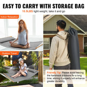 Hangmat - Hangmat voor Twee Personen - Campingaccessoires - Hangmat 2 Persoons - Hanging Chair - Hamac - Hammock Chair -  12 FT - Maximale Laadcapaciteit 480 lbs - Grijs