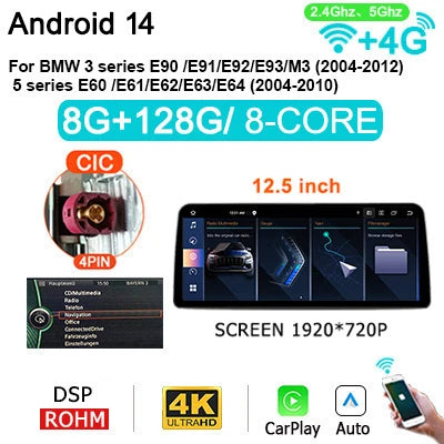 Multimedia Speler BMW – Autoradio – Navigatiesysteem – Touchscreen – CarPlay Android Auto – 12,8 Inch Scherm – 8GB RAM 256GB Opslag
