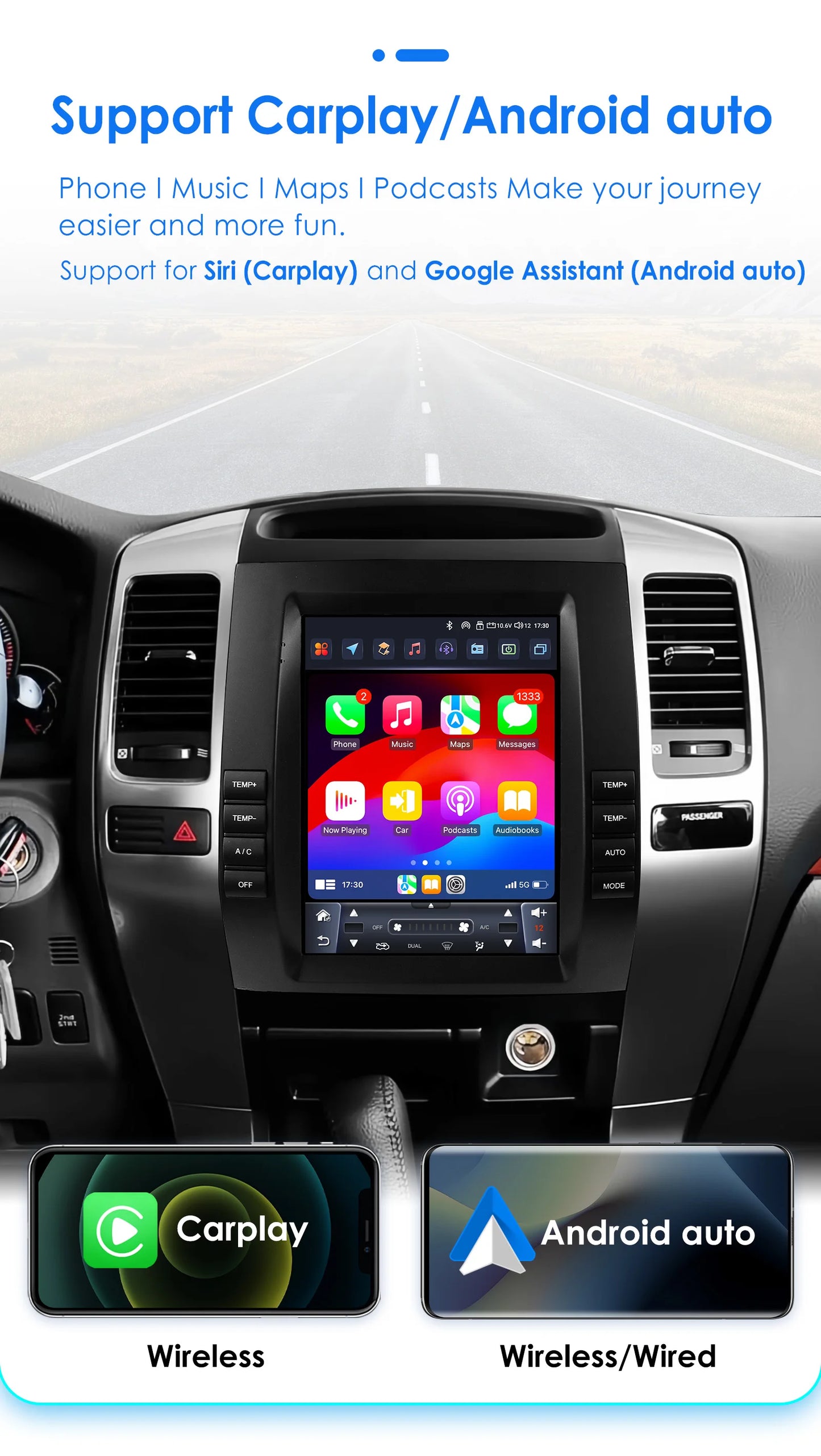 Autoradio – Multimedia Speler – Navigatiesysteem – Touchscreen Stereo – Android 13 Systeem – 9,7 Inch Scherm – 360° Camera Ondersteuning