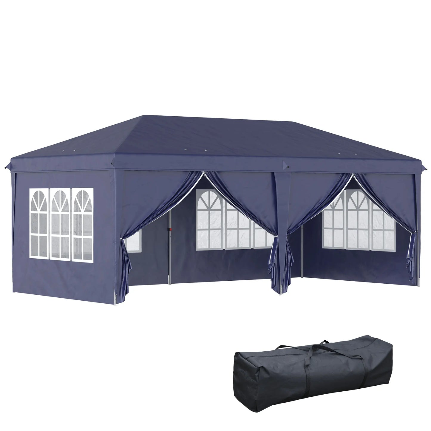 Tuinpaviljoen – Terraspaviljoen – Partytent – Opvouwbaar Paviljoen – Marktkraam – Stalen Frame – Waterbestendig Doek - Blauw