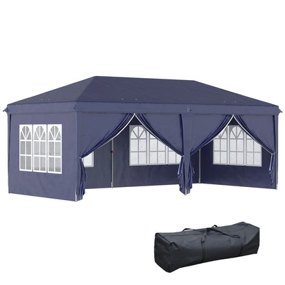 Tuinpaviljoen – Terraspaviljoen – Partytent – Opvouwbaar Paviljoen – Marktkraam – Stalen Frame – Waterbestendig Doek - Blauw