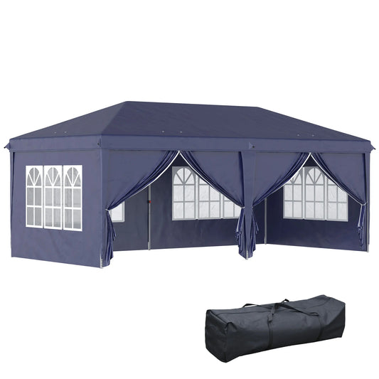 Tuinpaviljoen – Terraspaviljoen – Partytent – Opvouwbaar Paviljoen – Marktkraam – Stalen Frame – Waterbestendig Doek - Blauw