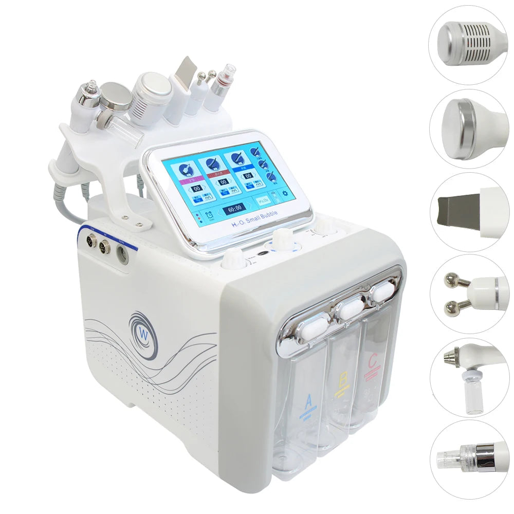 Gezichtsverzorgingsapparaat – Gezichtsreinigingsapparaat – Huidverjongingsapparaat – Skin Scrubber – Hydrodermabrasie apparaat – 6-in-1 multifunctioneel – Professionele thuisbehandeling