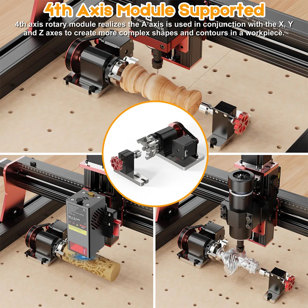 TWOTREES TTC450 Pro CNC Router Machine 4 AxisDIY Woodworking Cutting Screen UI Upgrade Support Switching Laser Mode 460*460*80mm