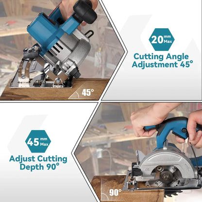 Accu Cirkelzaag - Snoerloze - Cirkelzaagmachine - Handcirkelzaag - 7inch - 125mm - 18V - Instelbare Zaaghoek - 10800RPM - 0° tot 45 - voor Houtbewerking - 1 Accu