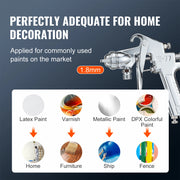 Vevor - Paint Sprayer - Pressure Vessel Tank - Lightweight - Air Paint Pressure Vessel - 1.8mm Nozzle - Paint Spray Gun - 3m Hoses - 2L - Silver
