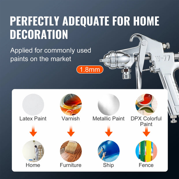 Vevor - Paint Sprayer - Pressure Vessel Tank - Lightweight - Air Paint Pressure Vessel - 1.8mm Nozzle - Paint Spray Gun - 3m Hoses - 2L - Silver