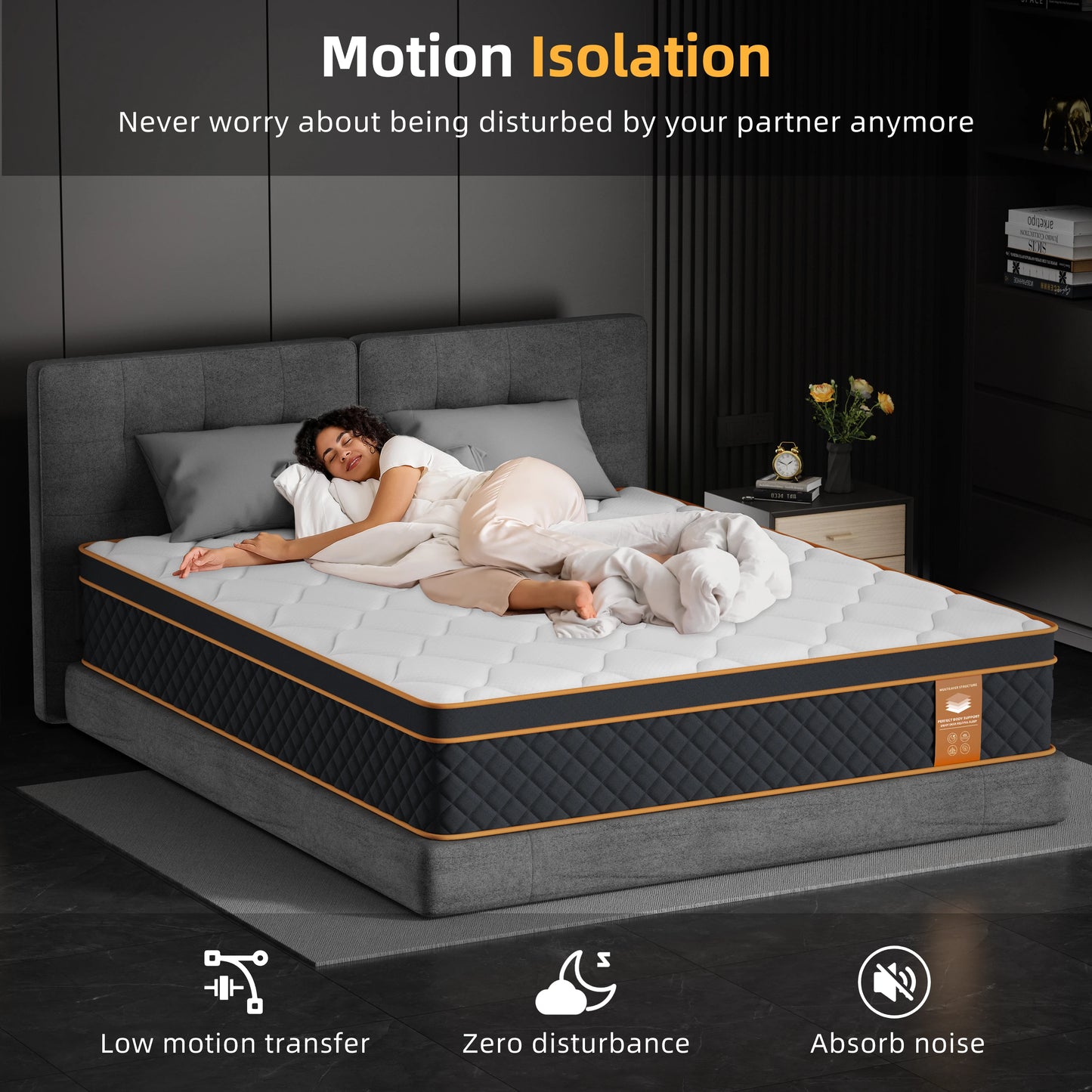 Hybride Matras – Pocketvering Matras – Memory Foam Matras – Slaapsysteem – Tweepersoons Matras – 160x200x25 cm – Ademend en Ventilerend – Zonering voor Optimale Ondersteuning