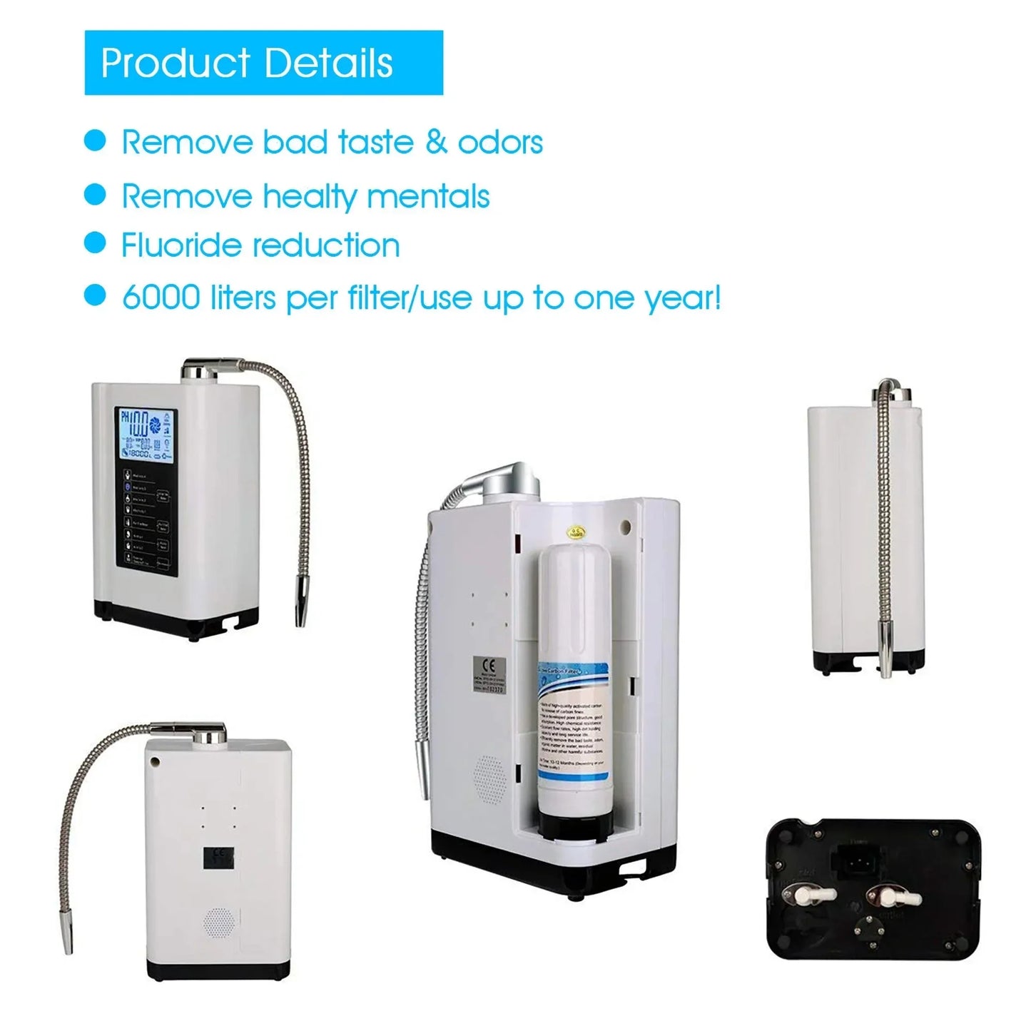 Waterzuiveringsmachine – Waterfilter – Kraanwater Reiniger – Drinkwater Filter – Titanium Elektrolyse – 2 Liter Per Minuut - QUORE