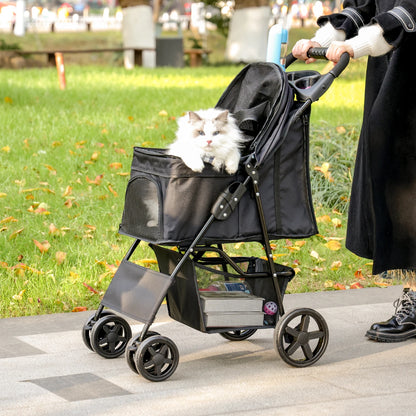 Hondenbuggy -  Wagen - Huisdieren - Vouwbare - met Grote Opbergruimte - Lichtgewicht - 360° Slijtvrije Rubberwielen - Gaasvensters - Voor Kleine Honden en Katten - Buitenwandelen - Tot 40 kg - Groen