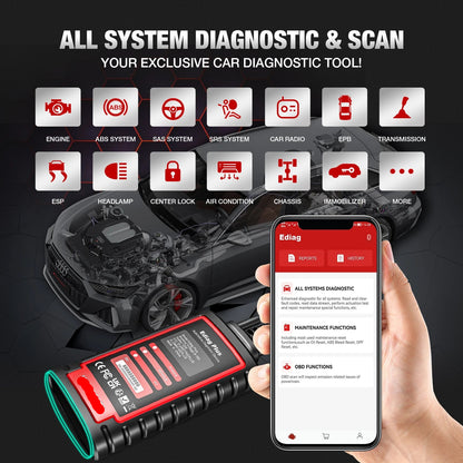 OBD2 Scanner – Auto Uitleesapparaat – Diagnoseapparaat – Foutcode Lezer – Auto Scanner – Bluetooth 5.0 – CAN-FD Protocol – OE Systeemdiagnose – 16 Resetfuncties