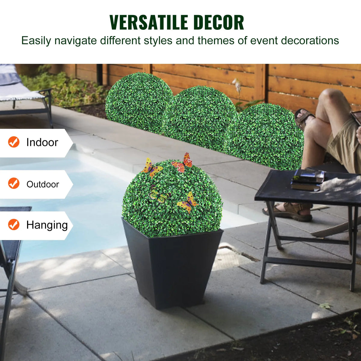 Artificial Boxwood Ball - Plant Decoration - Artificial Plant - 16inch Tall - 320MM Diameter - Artificial Boxwood Hedge Panel - Artificial Plant - Home Goods - Green