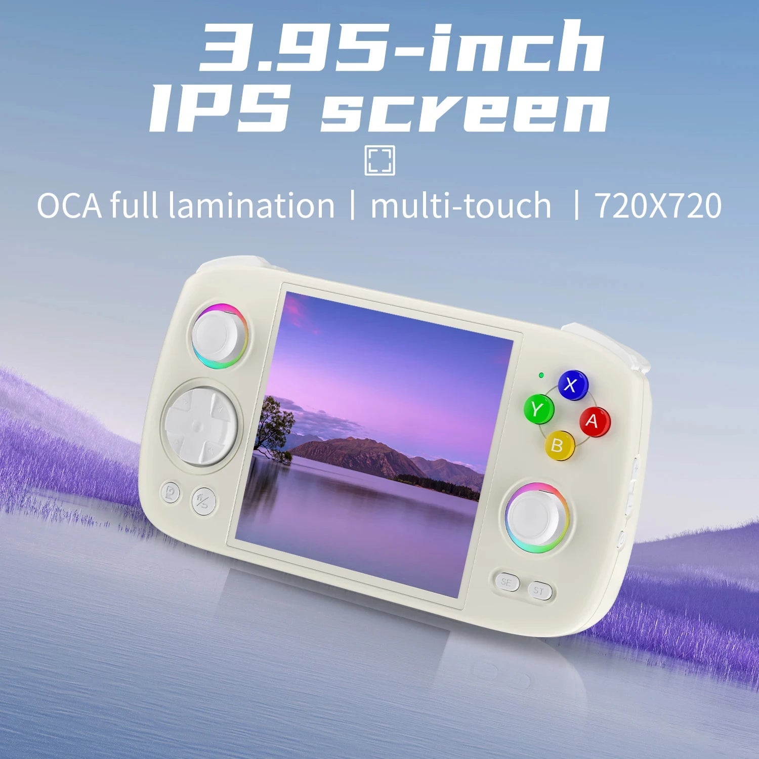 ANBERNIC RG Cube Retro Handheld Game Console 64bit Android 13 Unisoc T820 3.95 Inch IPS Screen Hall Joystick RGB lighting effect - QUORE