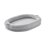 Hondenbed- Rond Hondenbed - Donut Hondenbed - Hondenbed Menselijke Maat - met Wasbaar Ei Orthopedisch Schuim van Konijnenbont - voor Mens en Huisdier - Grijs Kort Vlak