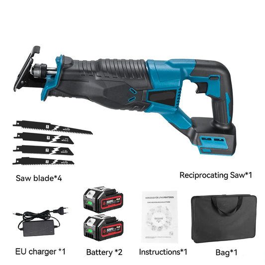 Reciprozaag - Zaag - Zaagmachines - Elektrische Kettingzaag - Reciprozagen - 3000W - Borstelloze  -Snoerloze - Gereedschap -  Inclusief 2x Accu – Ideaal voor Hout, Metaal en Pijpsnijden