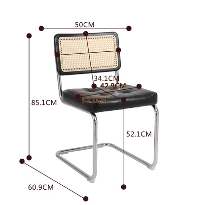 Eetkamerstoelen – Stoelen – Zitmeubels – Zithoeken – PU-Leder – Ergonomisch Design – Metalen Poten - Set van 2 - 50 x 61 x 81 cm - Zwart - QUORE